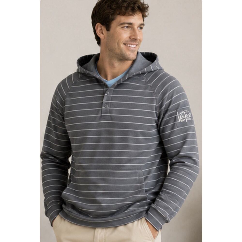 FootJoy Golf Hoodie Striped Pullover Blue Gray Walter Golf Club Men L